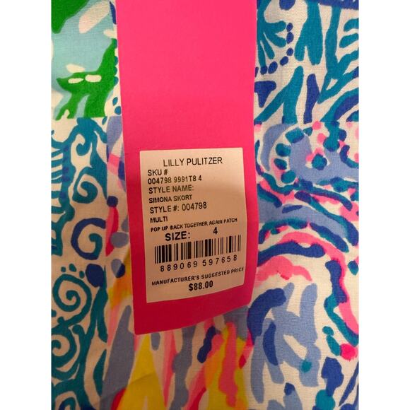 LIlly Pulitzer Simona Skort Sz 4 NWT Pop Up Back Together Again Patchwork Preppy - Picture 3 of 6